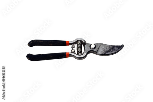 Heavy duty garden pruning shears with spring mechanism and black handles