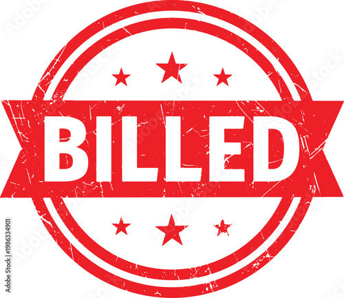 BILLED red rubber stamp text
