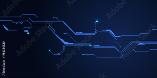 High-tech hexagon geometric connection system. Abstract circuit board technology processing business background. Innovation future tech medical and healthcare. Vector illustration.