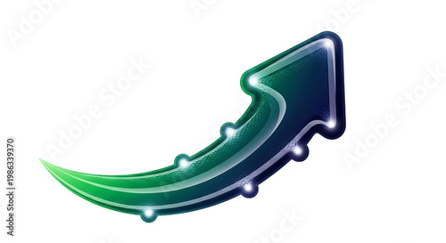 Futuristic Glowing Business Growth Arrow on Digital Black Background