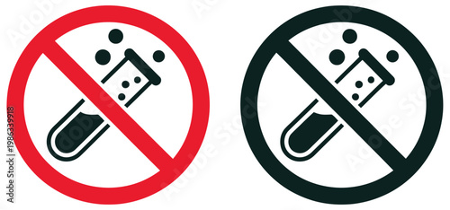 No chemical and toxin free vector icons thin line safety and warning symbol set, hazardous substance prohibition and clean environment concept, eco friendly safety regulation and health protection