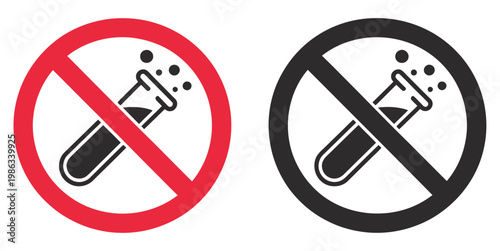 No chemical and toxin free vector icons thin line safety and warning symbol set, hazardous substance prohibition and clean environment concept, eco friendly safety regulation and health protection
