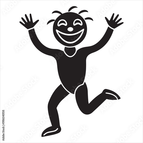 laughing human figure silhouette with raised hands joyful expressive pose