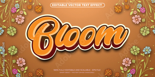 Bloom floral editable vector text effect design