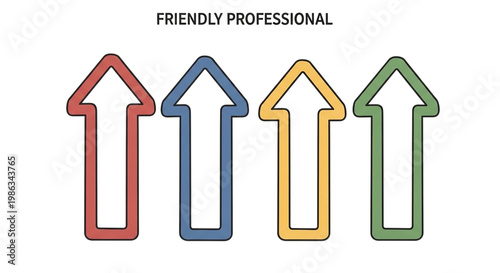 Four Colorful Upward Arrows on Transparent Background for Business Growth