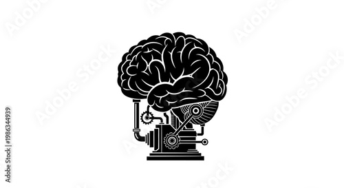 A brain with robotic elements integrated.