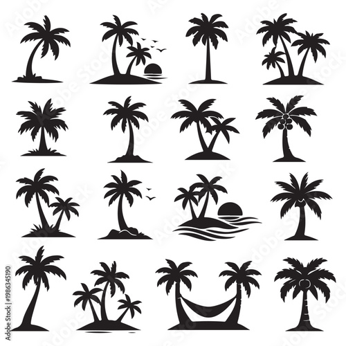 Tropical Palm Tree Icon Pack Collection