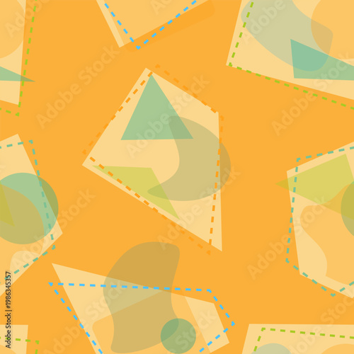 Seamless pattern with randomly located abstract structures on a yellow background. Vector illustration
