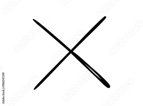 Hand drawn thick X mark symbol in black ink style