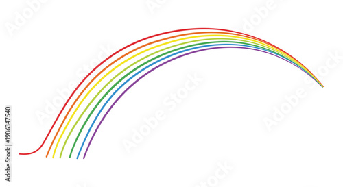 Colorful rainbow arc drawn with multiple thin lines