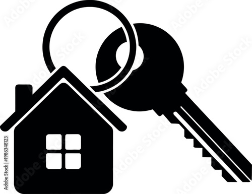 House key icon symbol of homeownership and security