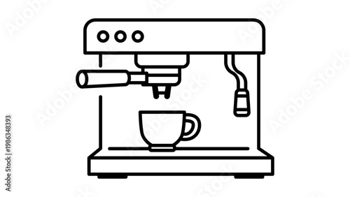 Professional Espresso Machine and Coffee Maker Vector Icon with Editable Stroke. Minimalist Black Line Illustration for Cafe, Kitchen, and Barista Branding. Scalable Outline Graphic Design.