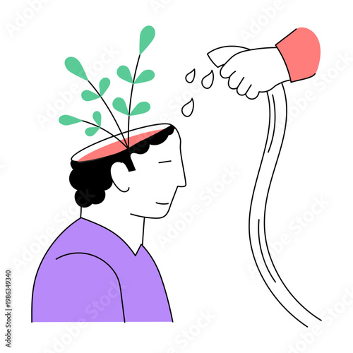 A flat style illustration depicting growth mindset