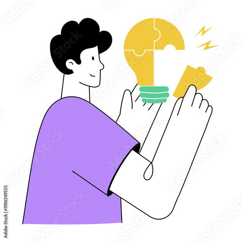 A doodle style illustration showing creative puzzle