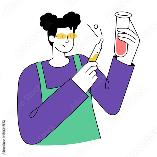 A flat style illustration depicting chemist