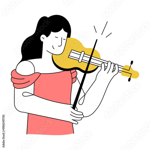 A flat style illustration depicting music practice