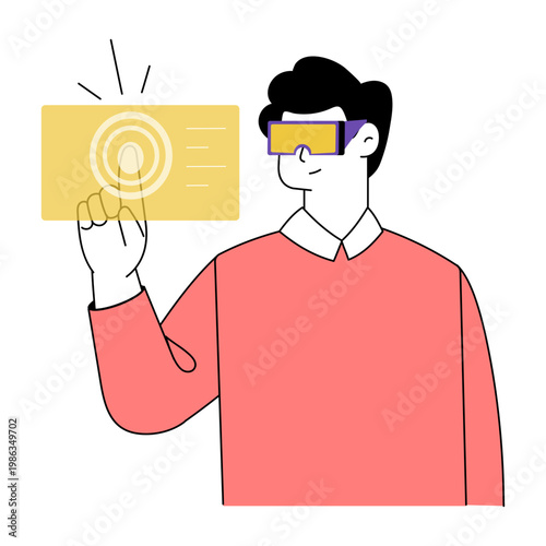 A flat style illustration depicting vr tech