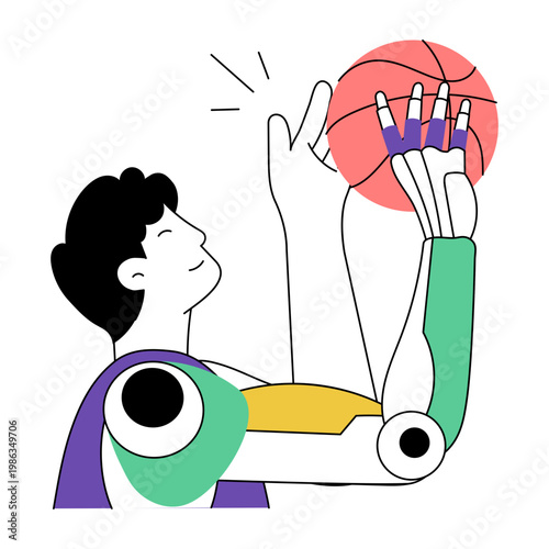 A drawing style illustration representing prosthetic arm