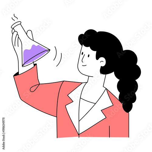 A flat style illustration depicting scientific study