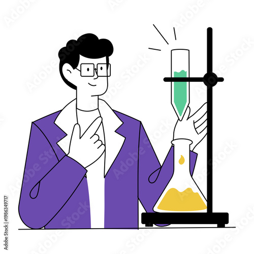 A flat style illustration depicting scientific tools
