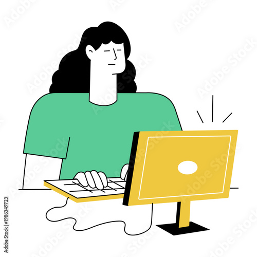 A drawing style illustration representing working