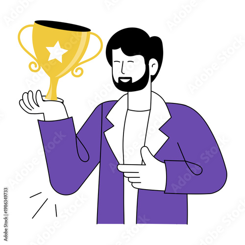 A flat style illustration depicting success