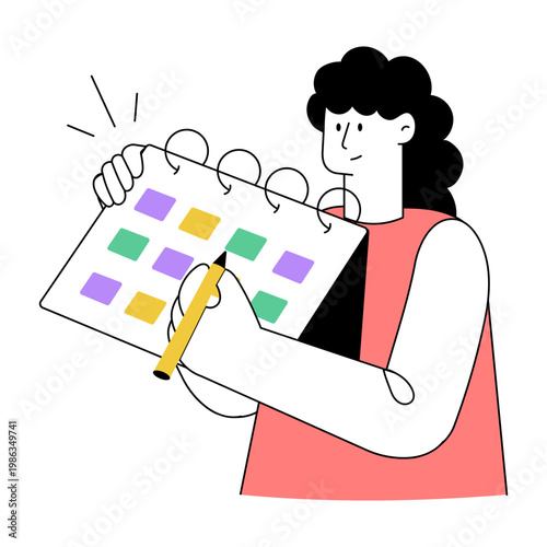 A doodle style illustration showing work schedule