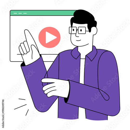 A doodle style illustration showing training video