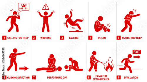Emergency safety icons collection set
