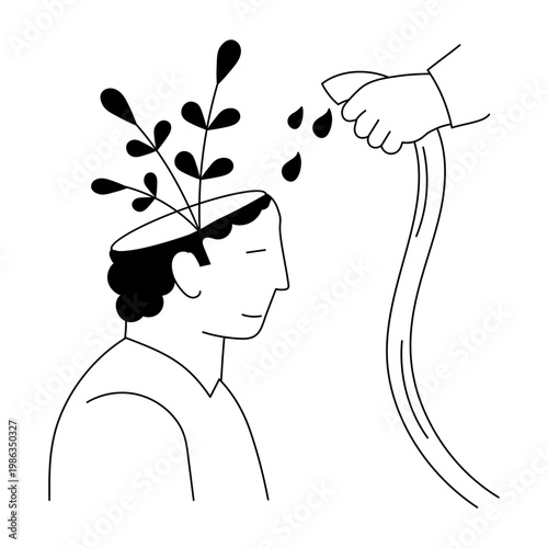 A flat style illustration depicting growth mindset