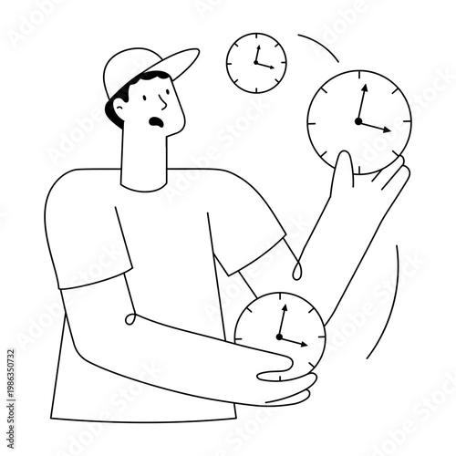 A flat style illustration depicting balancing time