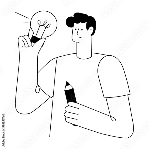 A flat style illustration depicting creative thinking