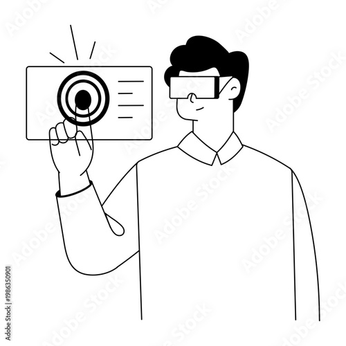 A flat style illustration depicting vr tech