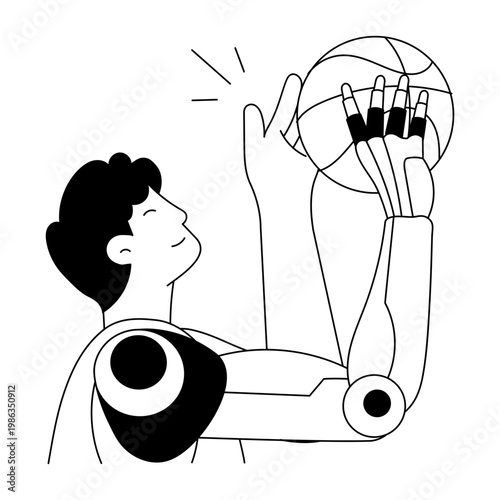 A drawing style illustration representing prosthetic arm