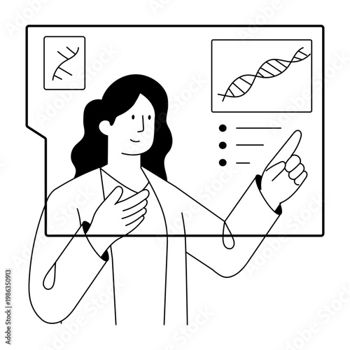 A doodle style illustration showing dna analysis