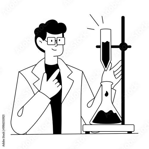 A flat style illustration depicting scientific tools