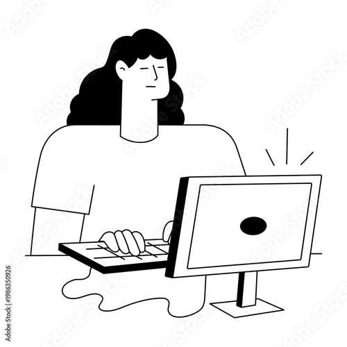 A drawing style illustration representing working