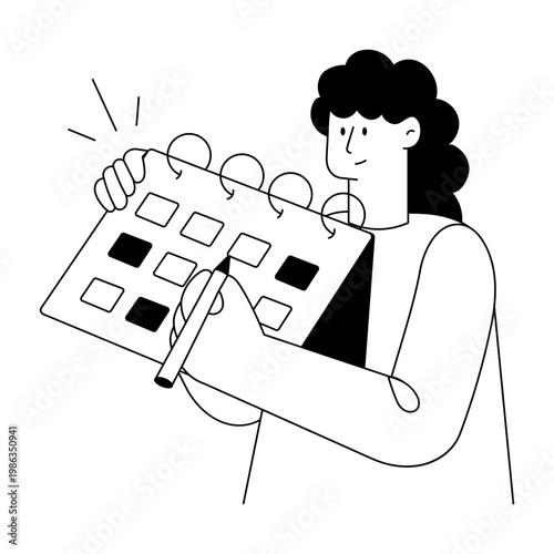 A doodle style illustration showing work schedule