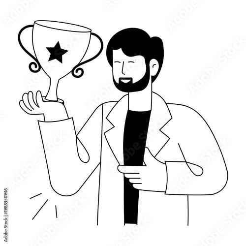 A flat style illustration depicting success