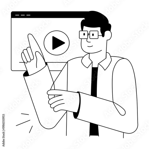 A doodle style illustration showing training video