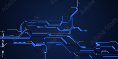 High-tech hexagon geometric connection system. Abstract circuit board technology processing business background. Innovation future tech medical and healthcare. Vector illustration.