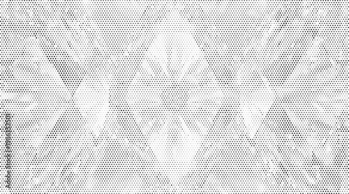 Abstract halftone flower texture vector overlay background with dotted retro futurism design