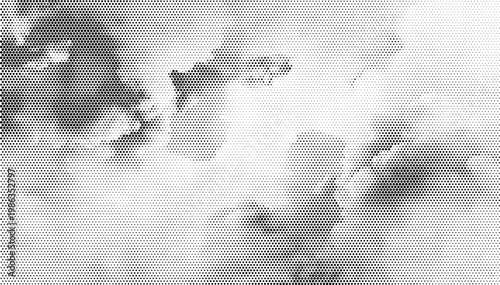 Abstract halftone vector texture overlay with black and white dotted background
