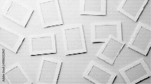 Abstract halftone vector texture overlay with geometric rectangles background