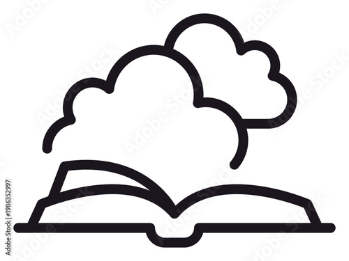 Photos Open book with clouds rising from the pages vector icon