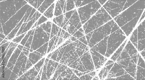 Abstract halftone vector texture with geometric line overlay background