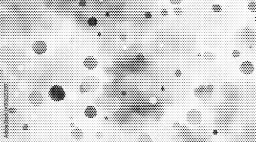 Black and white halftone texture overlay with abstract dotted background