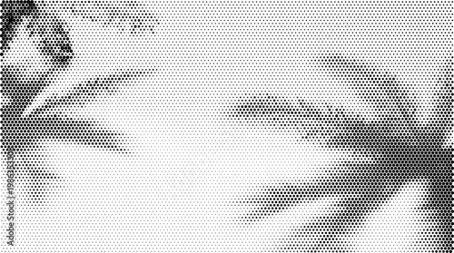 Halftone palm leaves abstract vector background with dotted overlay texture