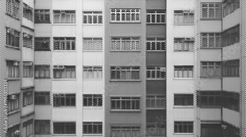Halftone urban building facade abstract texture vector overlay background