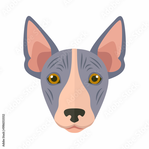 Illustration of a playful dog head with large ears and striking eyes, vector design